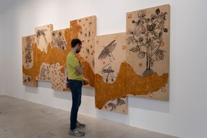 Lavanya Mani, _Imperiled Geographies_ (2022). Exhibition view: Sharjah Biennial 15, Al Hamriyah Studios (7 February–11 June 2023). Courtesy Sharjah Art Foundation. Photo: Motaz Mawid.